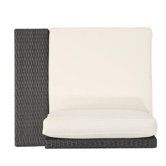 8-Piece Wicker Outdoor Patio Sectional Seating Set with White Cushions