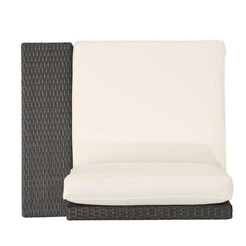 8-Piece Wicker Outdoor Patio Sectional Seating Set with White Cushions