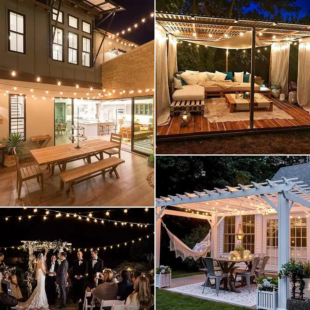 50 Lights 100 Ft. Outdoor Edison Plug-In LED String Light, 2700K Dimmable, 52-Shatterproof Vintage Bulb, Waterproof