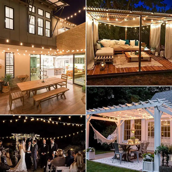50 Lights 100 Ft. Outdoor Edison Plug-In LED String Light, 2700K Dimmable, 52-Shatterproof Vintage Bulb, Waterproof