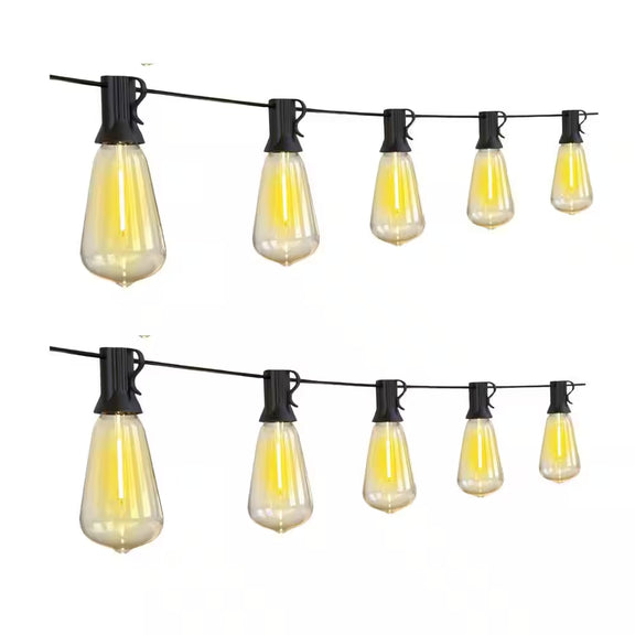 50 Lights 100 Ft. Outdoor Edison Plug-In LED String Light, 2700K Dimmable, 52-Shatterproof Vintage Bulb, Waterproof