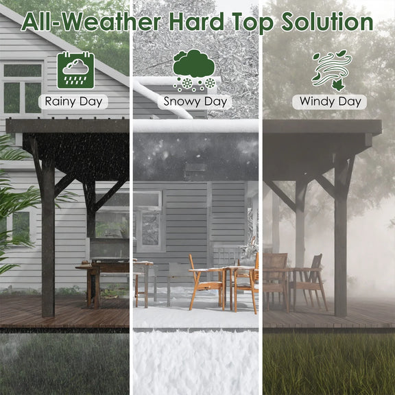17X12Ft Wooden Carport Garage Outdoor Gazebo Wooden Pergola for Backyard, Coffee
