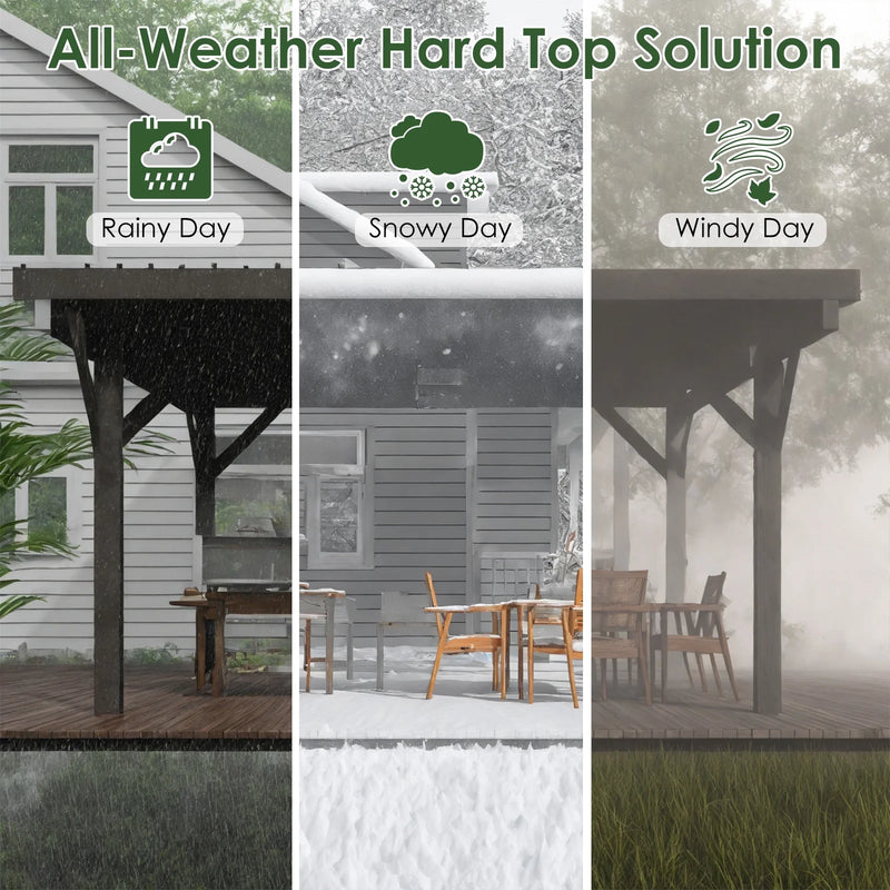 17X12Ft Wooden Carport Garage Outdoor Gazebo Wooden Pergola for Backyard, Coffee