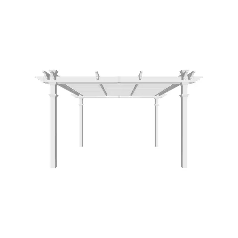 144"L X 144"W X 104"H Vinyl Camelot Louvered Pergola, White, VA42070