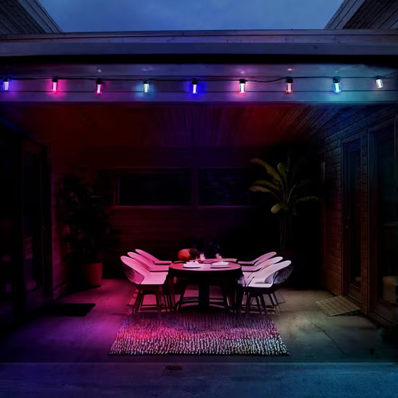 12-Light 24 Ft. Outdoor Plug-In RGB Integrated LED Smart Wi-Fi Edison String-Light, Works Alexa/Hey Google/Siri (2-Pack)