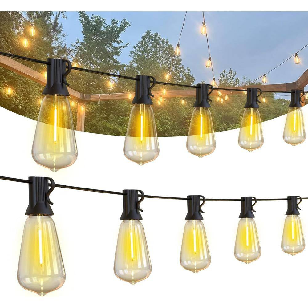 50 Lights 100 Ft. Outdoor Edison Plug-In LED String Light, 2700K Dimmable, 52-Shatterproof Vintage Bulb, Waterproof
