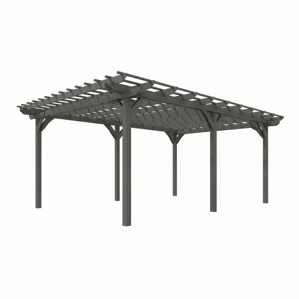 12' X 20' Wooden Pergola Grape Trellis, Outdoor Gazebo for Garden, Patio, Backyard, Deck, Gray