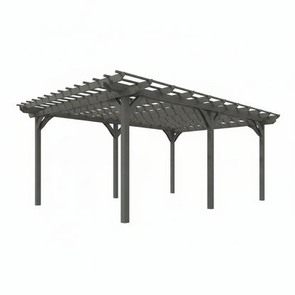 12' X 20' Wooden Pergola Grape Trellis, Outdoor Gazebo for Garden, Patio, Backyard, Deck, Gray