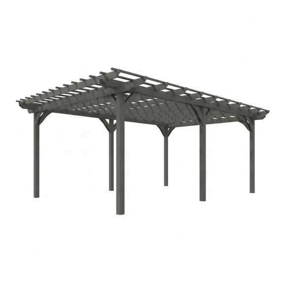 12' X 20' Wooden Pergola Grape Trellis, Outdoor Gazebo for Garden, Patio, Backyard, Deck, Gray