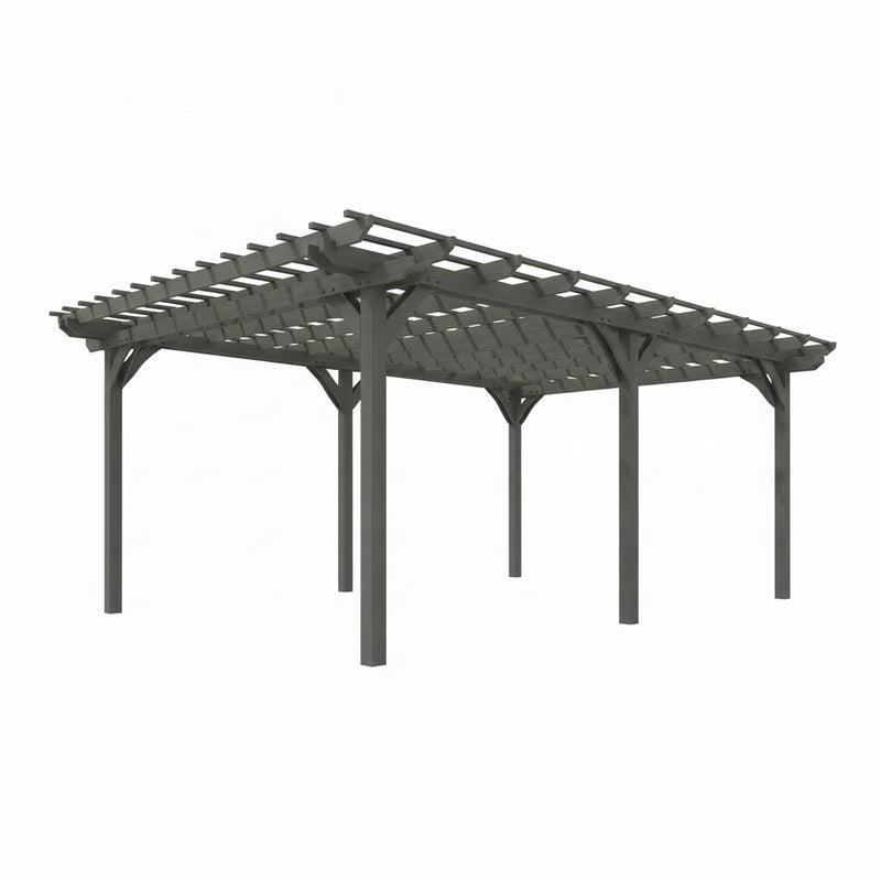 12' X 20' Wooden Pergola Grape Trellis, Outdoor Gazebo for Garden, Patio, Backyard, Deck, Gray