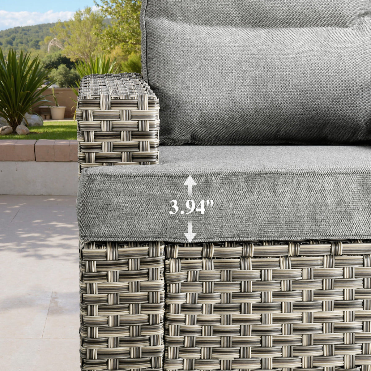 10 Pieces Outdoor Patio Furniture Set with Fire Pit All-Weather Wicker Sectional with Swivel Chairs, Dark Gray