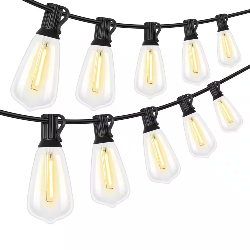 100 Ft. Outdoor String Lights with 52 Shatterproof Edison Bulbs, Dimmable Vintage LED Patio Lights